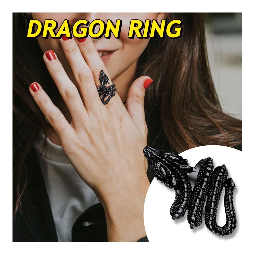 Vintage Edelstahl Schlangen- und Drachenringe Gothic Schmuck mit Gravur für Personalisierte Geschenke