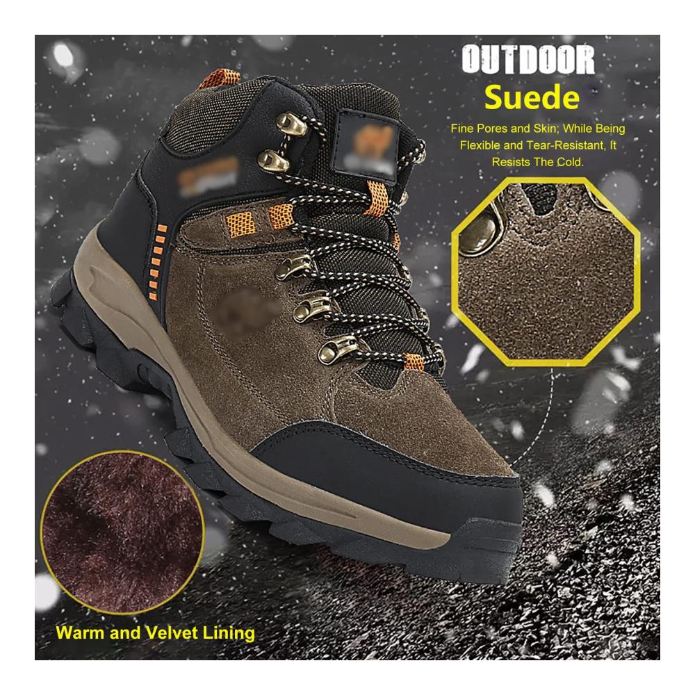 Wasserdichte Unisex Kletterschuhe - Robuste Vollnarbenleder Wanderschuhe mit Eva-Zwischensohle - Grüne Outdoor-Sneaker für Reisen Camping und Wandern (Größe 42