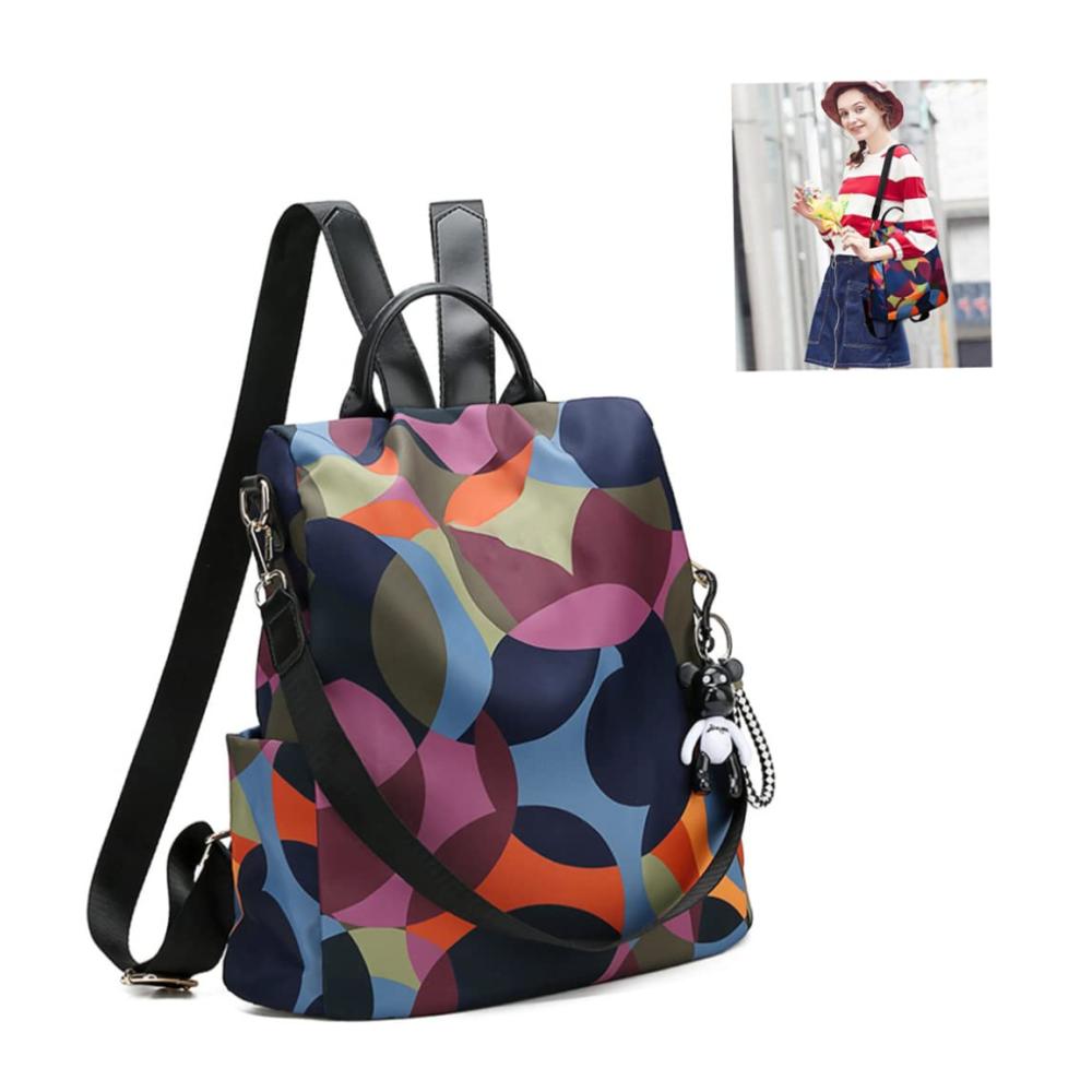 Chic Tagesrucksack Bunter Druck Anti-Diebstahl Leicht - Idealer Schulrucksack für Frauen im Casual Style - 1pc Fashionable Backpack für den täglichen Gebrauch im College mit Sicherheitsfunktionen