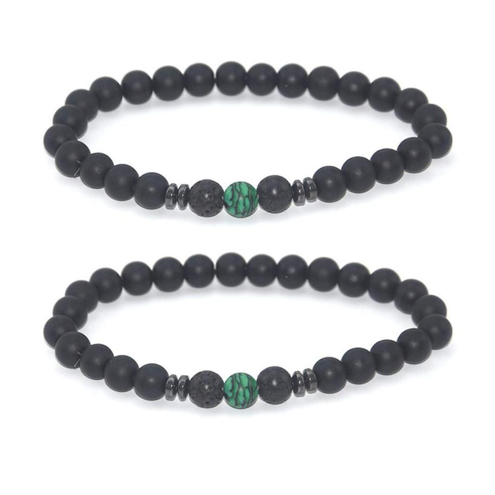 Verstellbare Fußkette Schwarzer Obsidian Anti-Schwellung Gewichtsverlust-Magnet Gesundheitspflege für Männer und Frauen (Grün) - 2 Stück