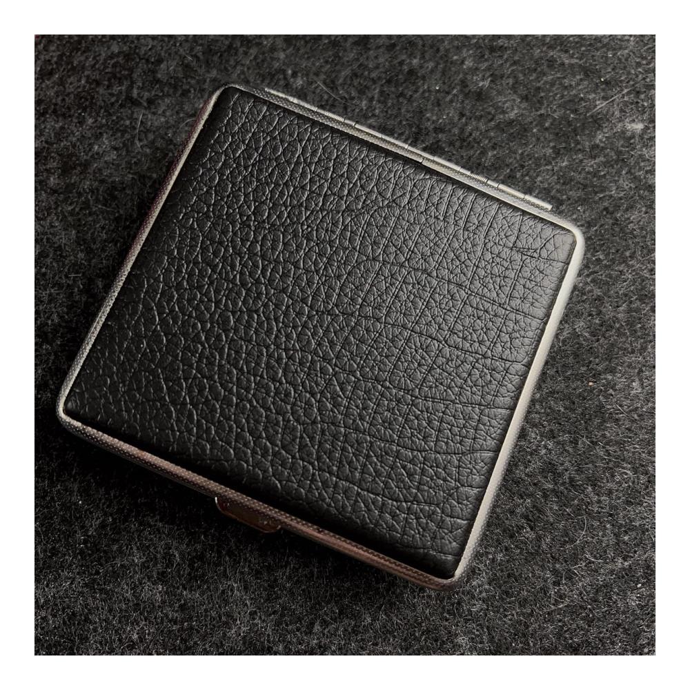 Stilvolles Zigarettenetui aus Leder und Metall für Frauen und Männer - Praktische Zigarettenbox und Etui für 20 Zigaretten im 84mm Regular Size Format - Ideales Geschenk für Raucher