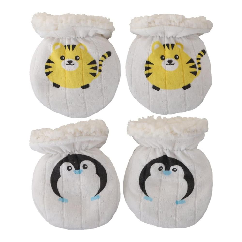 Winter Warme Babyhandschuhe & Fäustlinge Set - 2 Paare Neugeborene Anti-Grab Fäustlinge aus Verdicktem Fleece - Schützende Babyhandschuhe für 0-6 Monate