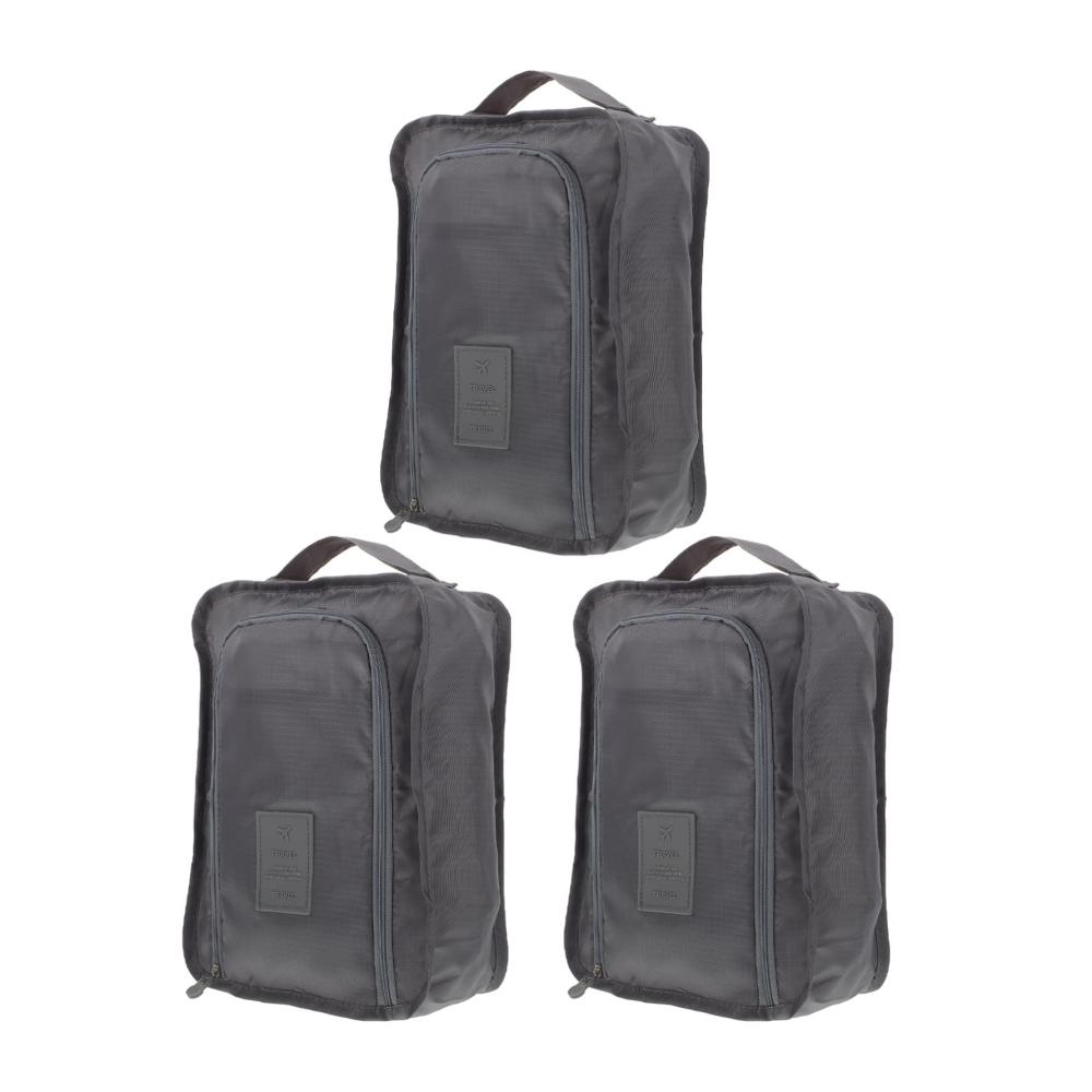 3er-Pack Schuhtaschen ABOOFAN - Organizer mit Reißverschluss Griff - Sneaker-Tasche - Schuhhalter für Damen und Herren - Grau