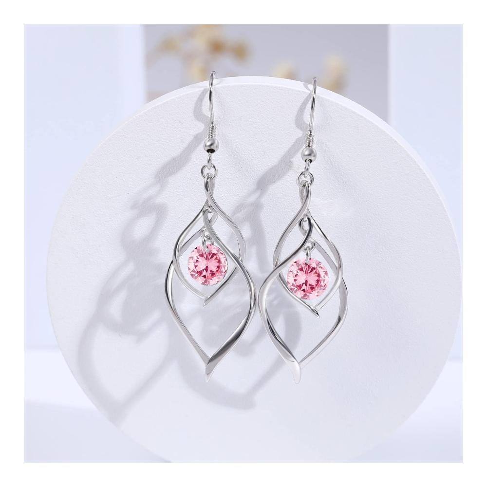 925 Sterling Silber Dangle Ohrringe mit 12 Geburtssteinen und Zirkonia - Modische Geburtstagsgeschenke für Damen und Mädchen