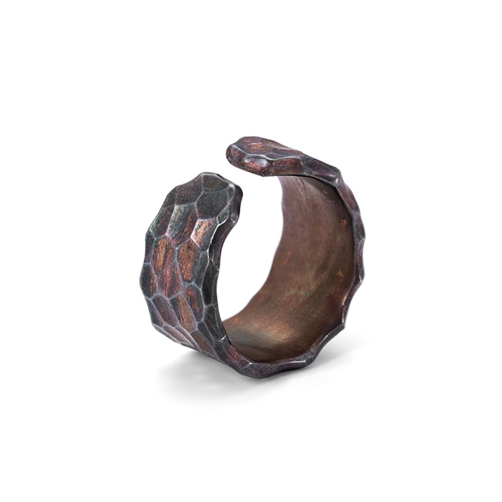 Verstellbarer Herrenring aus S999 Sterling Silber im Vintage-Stil - Handmade mit Craters Signet Minimalismus Design - Schmuck Accessoires für stilvolle Akzente