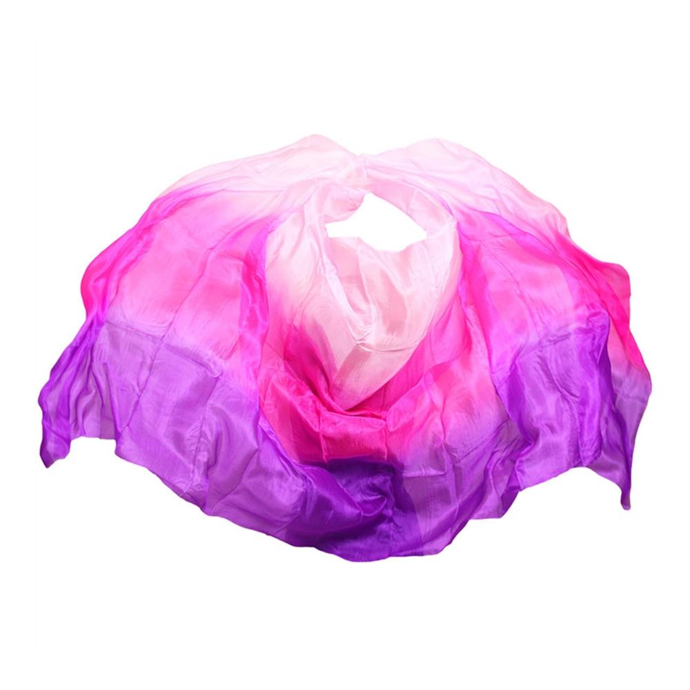 Chiffon Bauchtanzschal aus echter Seide – Handgefertigter Schleier in lebendigen Farben für beeindruckende Bauchtanzauftritte (Größe L 270x114cm
