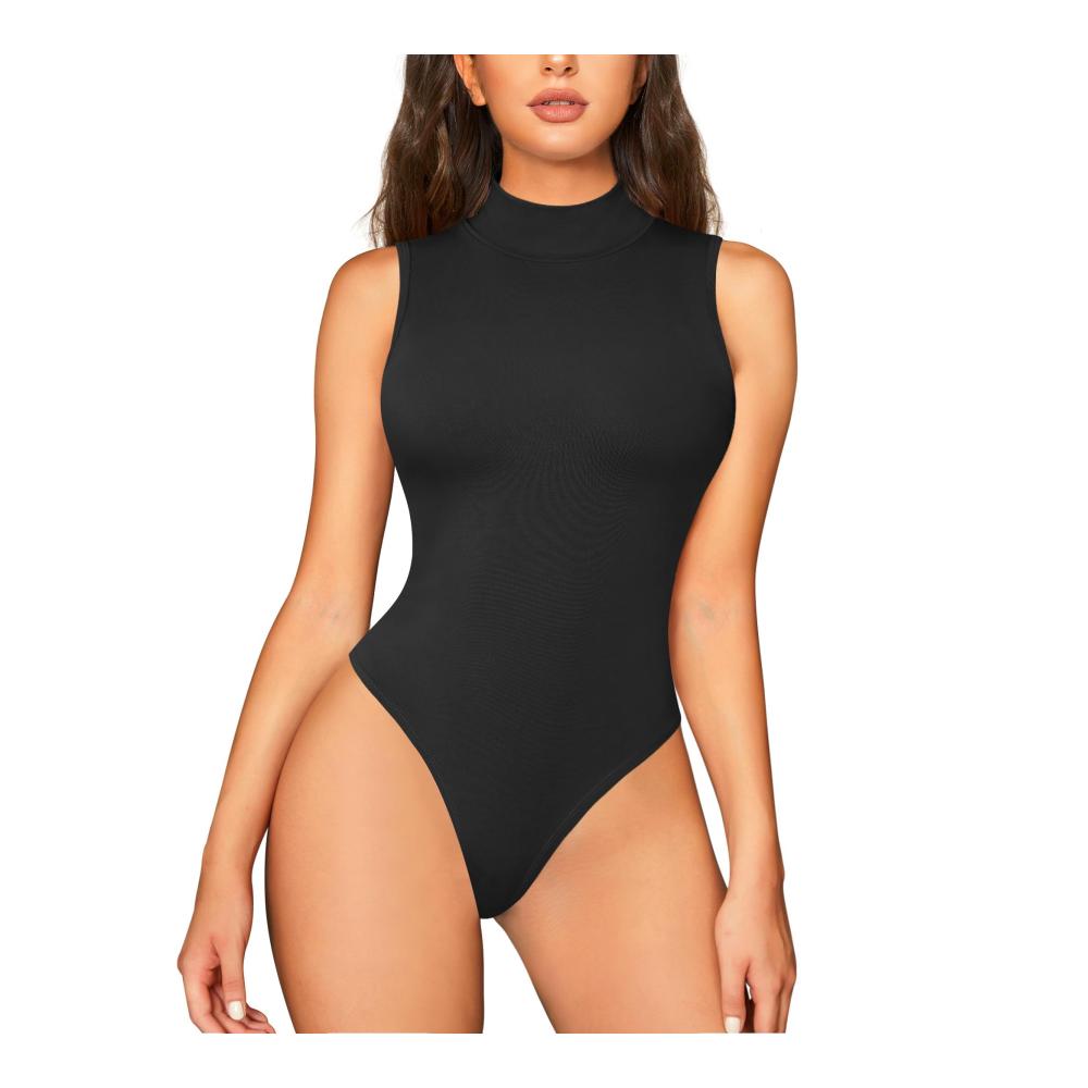 Junlan Shapewear Damen - Formender Bodysuit mit Stehkragen Damen Sculpting Body Shaper Ärmelloses Top Bodysuit für Frauen - Figurformendes Design