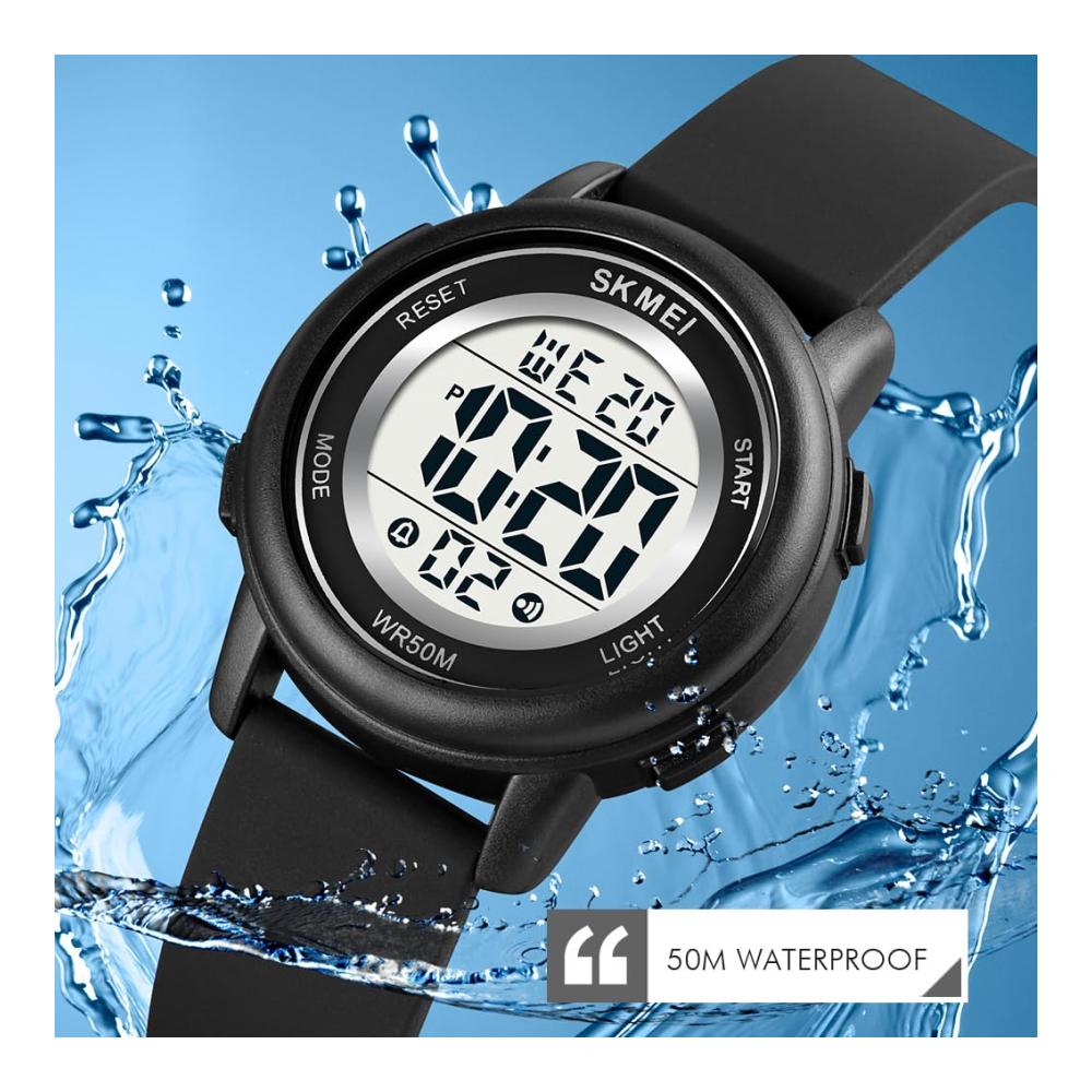 Digitale Damen Armbanduhr mit LED-Leuchtdisplay und wasserdichtem Design - Modernes Gummiarmband