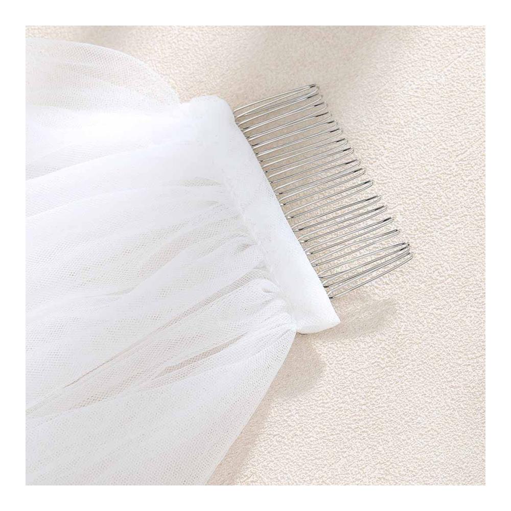 2-stöckiger Brautschleier mit Schnittkante - Eleganter weißer Hochzeitsschleier für Frauen