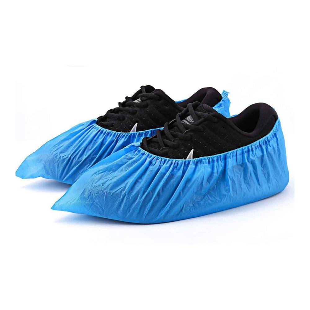 100er Pack rutschfeste blaue Einweg-Schuhüberzieher - Wasserdichte Einheitsgröße für Schutz von Schuhen Teppichen & Böden - Haushaltszubehör