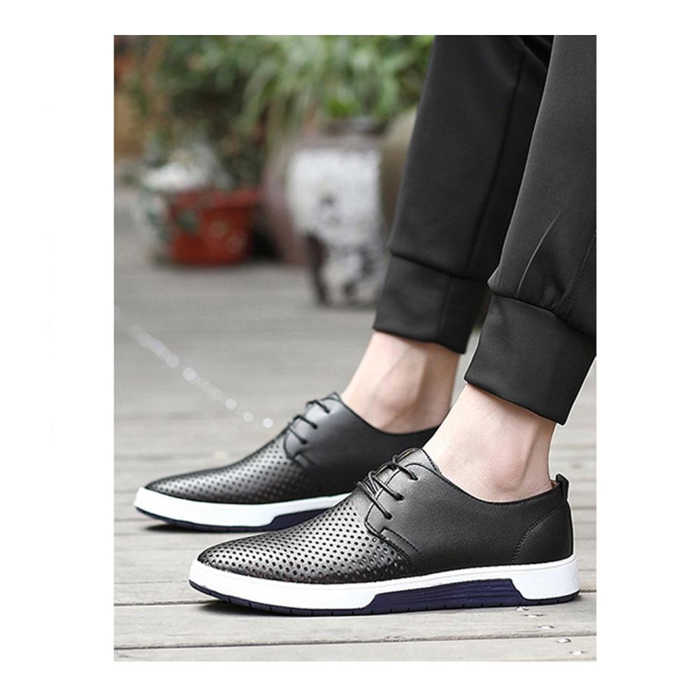 Herren Schnürhalbschuhe Business Mesh Lederschuhe für Hochzeit Atmungsaktiv & Casual