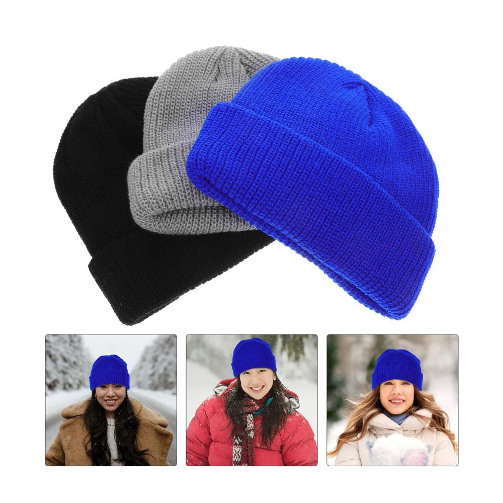 3er-Pack Modische Strickmützen Trawler-Beanies für Damen und Herren Warme & Dehnbare Uhrenmützen