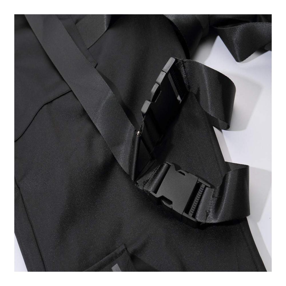 Herren Jogginghose Herbstmode Slim Fit Cargohose mit Multi-Schnallen Bändern und Taschen für lässigen Hip-Hop-Style und Streetwear-Chic