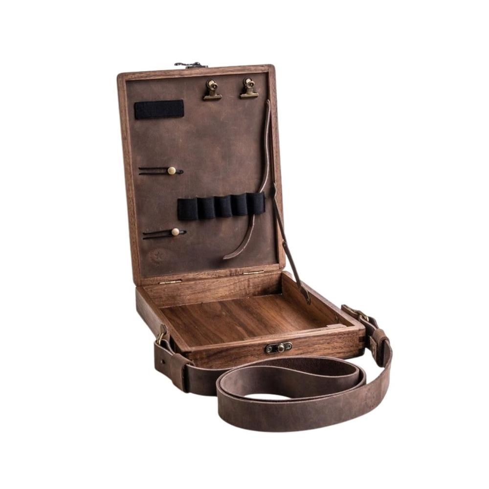 Retro A5 Messenger-Bag Trendige Outdoor-Aktentasche für Schriftsteller mit Holzkiste perfekt für Künstlerbedarf und Home Decor – Ideale Art Handtasche
