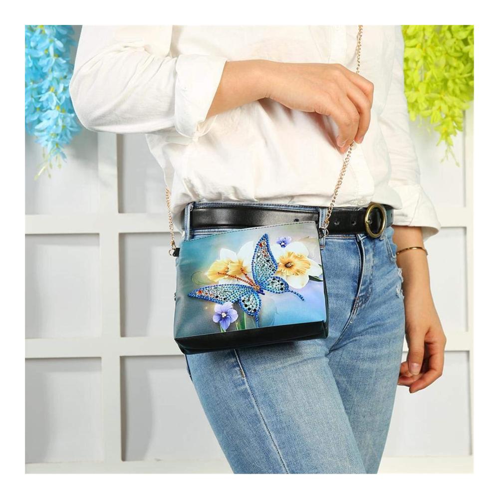5D Diamond Painting Clutches Kristall Umhängetasche mit Kette DIY Handwerk Geschenk Geldbeutel mit Quaste - Perfekte Clutch Kosmetiktasche für Erwachsene und Kinder