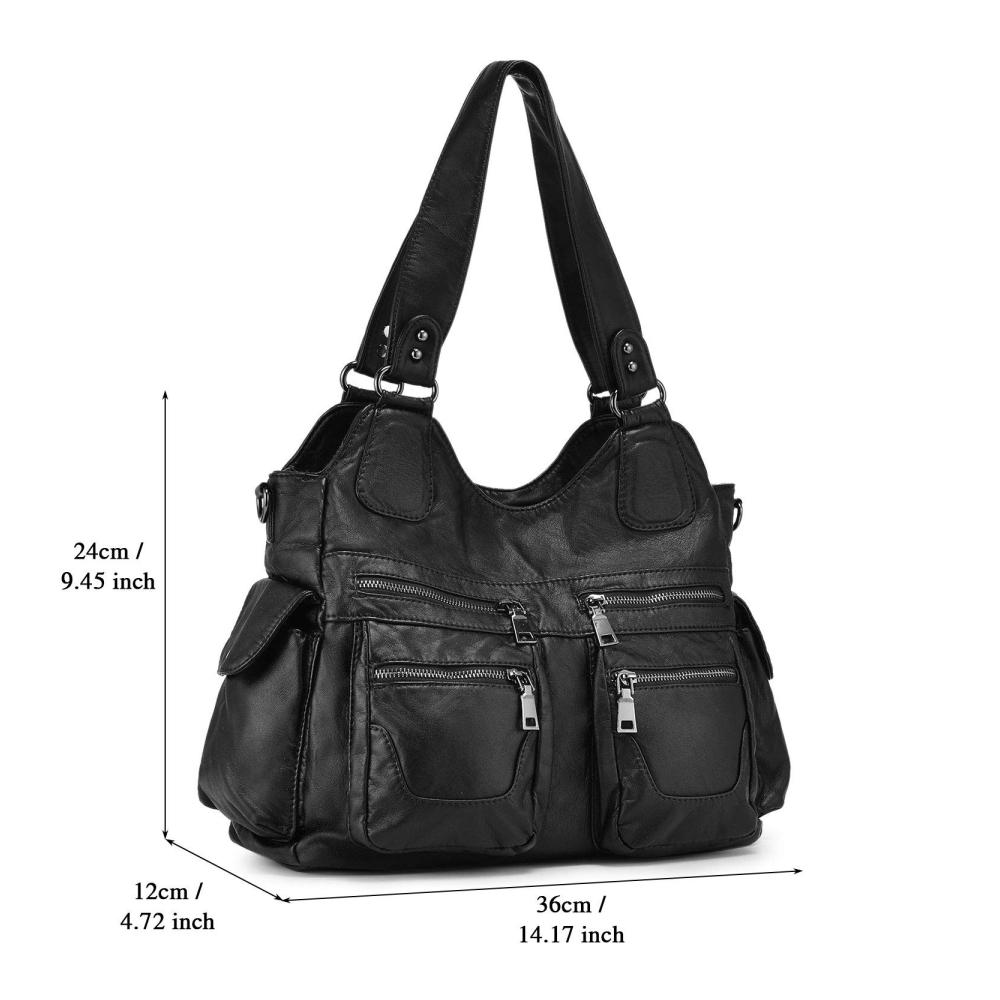 Damen Schultertasche aus Weichem Gewaschenem Leder mit Hobo-Stil Crossbody-Design und Abnehmbarem Schultergurt - Stilvolle Handtasche mit Top-Griff für Frauen