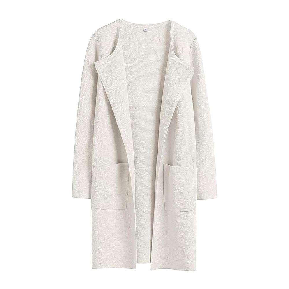 Damen Strickjacke Trendiger Wintermantel mit Revers warme Oberbekleidung langärmeliger Pullover für Herbst und Winter