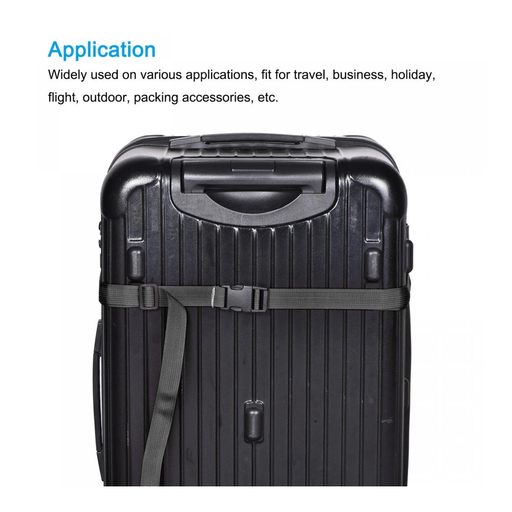Schwarze Koffergurte & Riemen Set - 2m Länge verstellbar 3 Stück - Ideal für Rucksackreisen