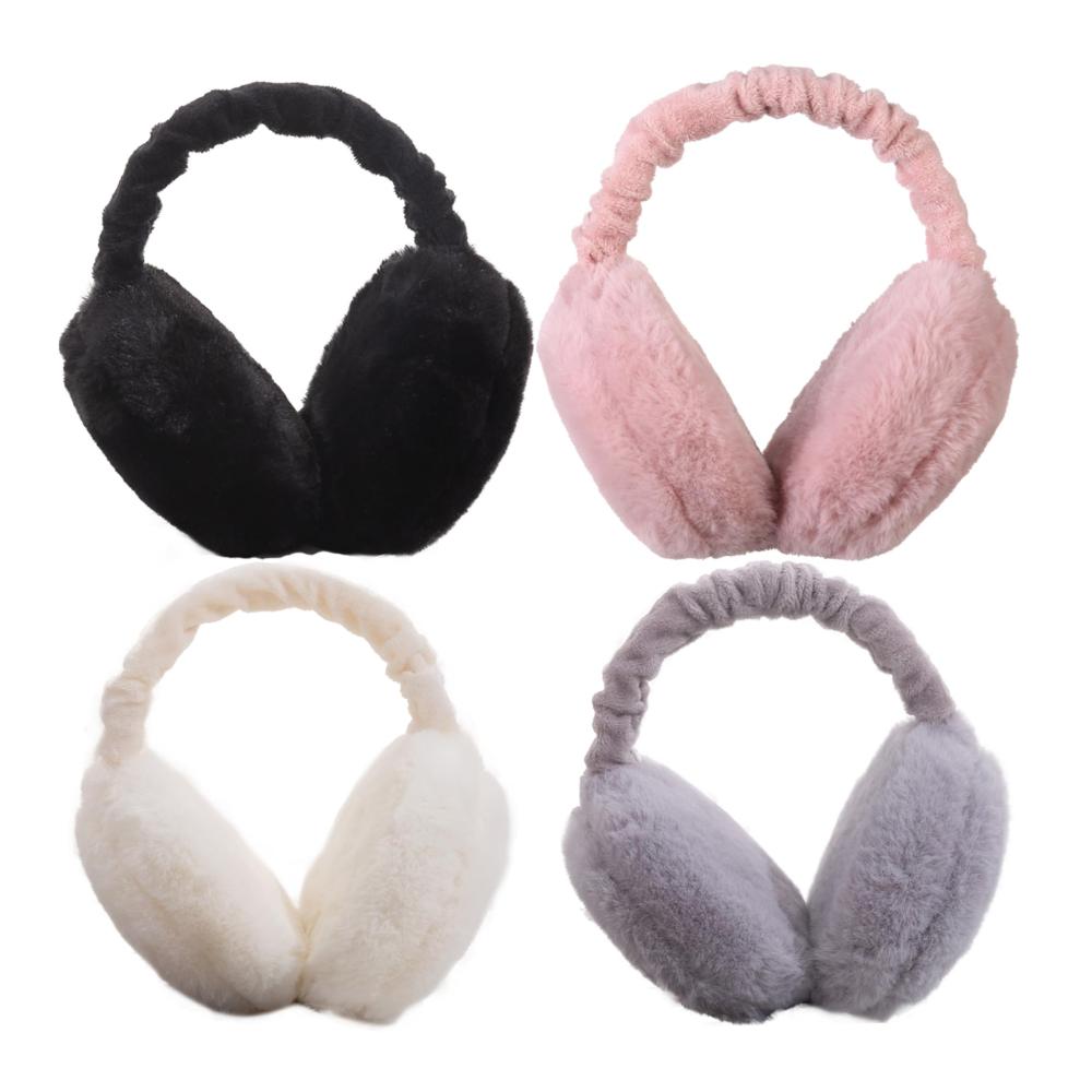 Ohrenschützer für Damen - 2er Set faltbar verstellbar Plüsch Winter-Thermo-Ohrenwärmer - winddicht & niedlich