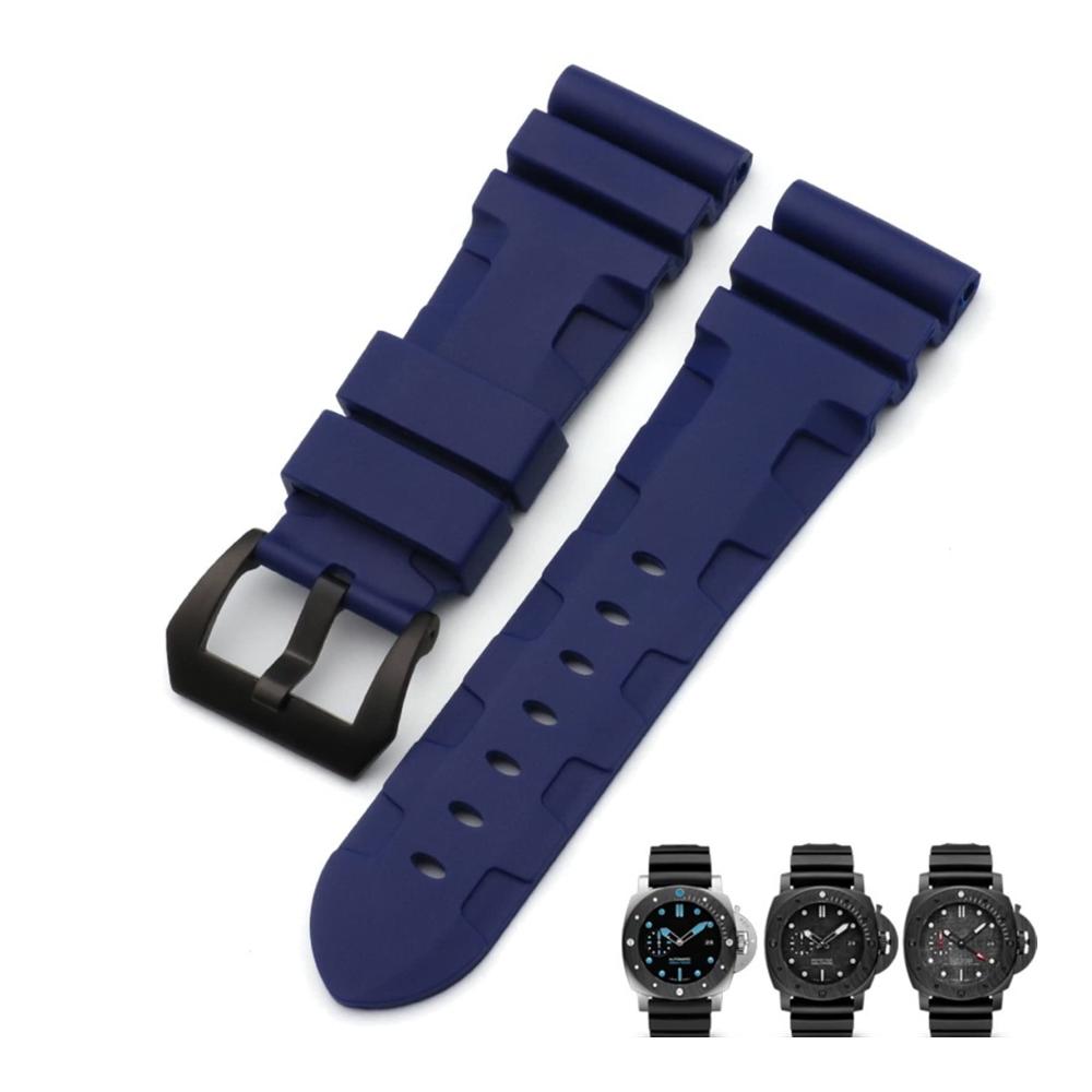 22mm 24mm 26mm Natur Gummi Armband für Panerai Luminor PAM441 – Wasserdichtes Sport Uhrenarmband in Schwarz Blau und Orange mit Werkzeugen