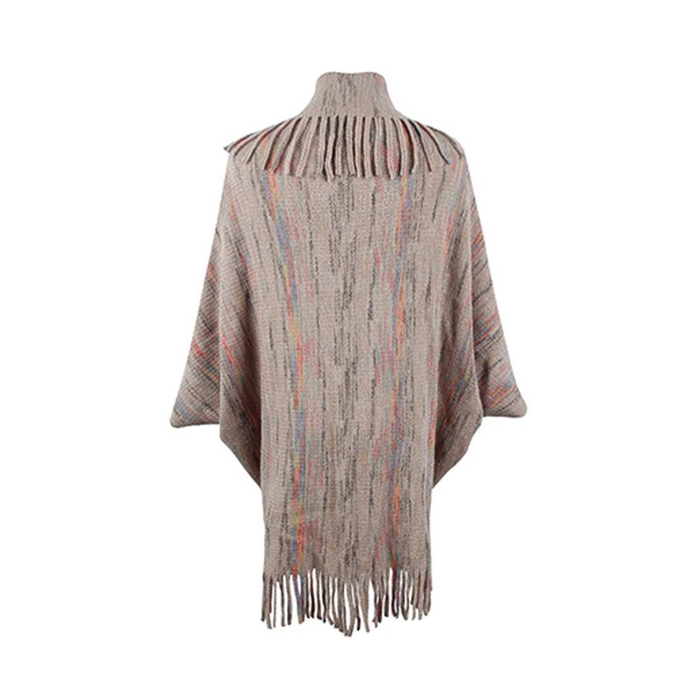 Damen-Strickschal mit Bunten Streifen und Quasten Modischer Wickelschal für den Alltag