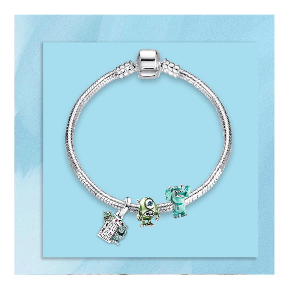 925 Sterling Silber Bead Charms Set mit Cartoon Menschen und Tiermotiven Zirkonia-Anhänger für Armbänder und Halsketten - 3er Pack Schmuckgeschenk für Damen zu Weihnachten Valentinstag und Muttertag