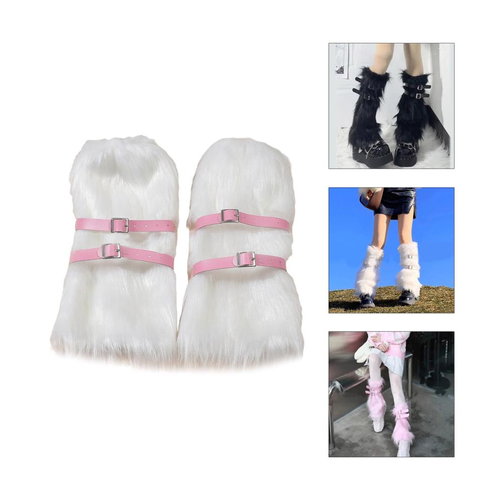 Winterstulpen mit Kunstpelz und Beinwärmern für Damen - Gemütliche Stiefelmanschetten mit flauschigem Design für Weihnachten Halloween Party und Cosplay