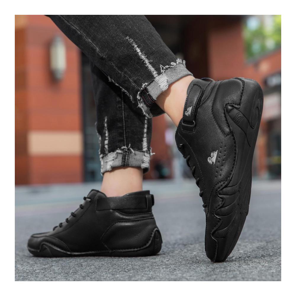 Herren Winterstiefel - Rutschfeste Barfußschuhe mit Klettverschluss und Leder | Outdoor-Sneaker zum Wandern von Wiecel