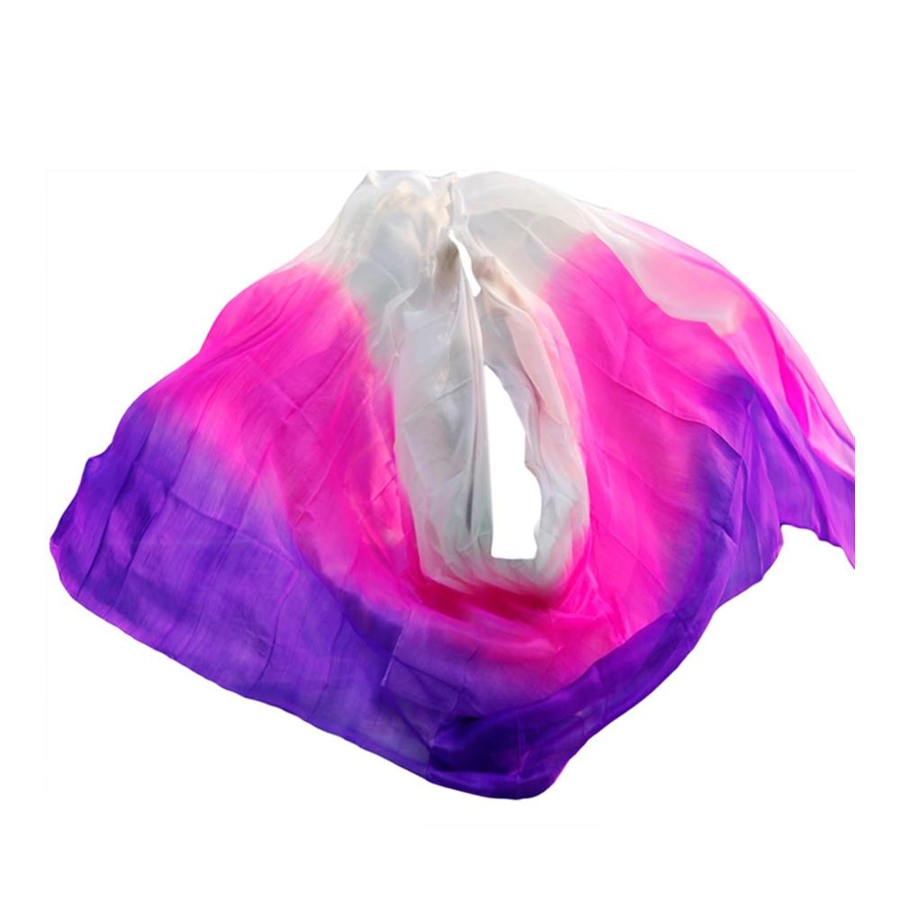 Chiffon Bauchtanzschal aus echter Seide – Handgefertigter Schleier in lebendigen Farben für beeindruckende Bauchtanzauftritte (Größe L 270x114cm